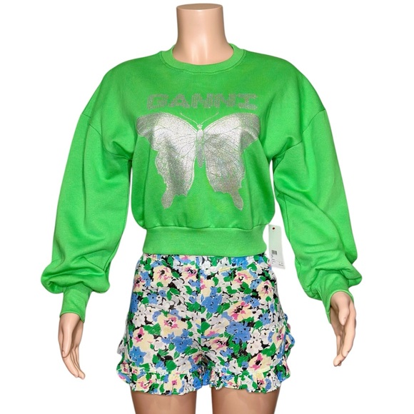 SOLD GANNI Isoli Butterfly Sweatshirt, Kelly Green, XXS - Picture 7 of 13